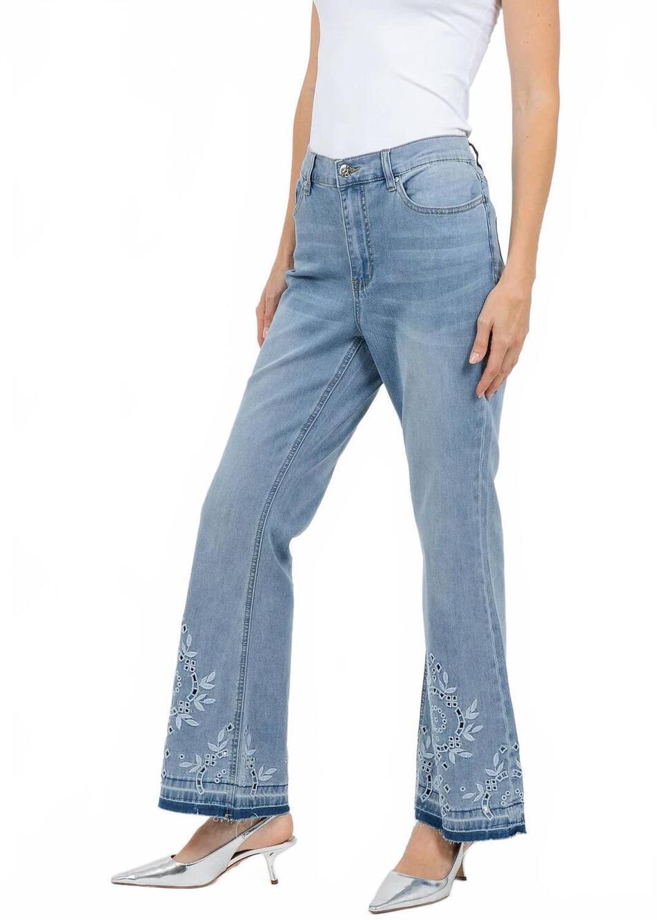 NEW OUI embroidered boot cut jeans in blue - Picture 4 of 6